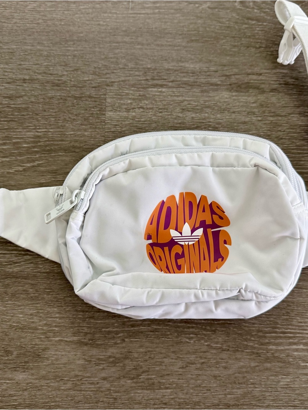 adidas Originals White Waist Bag with Orange and Purple Logo